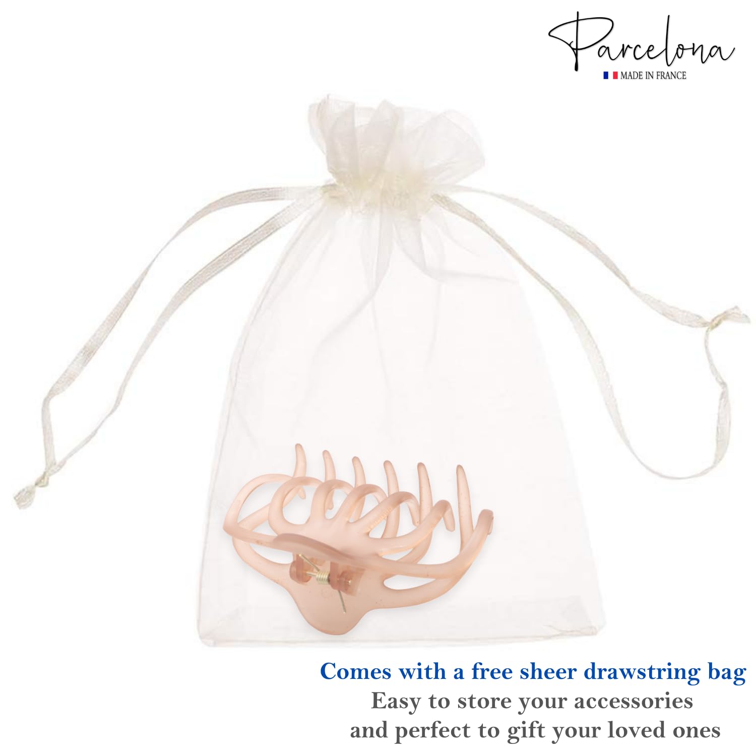 Parcelona French Dendrite Medium Cellulose Jaw Hair Claw for Women and Girls