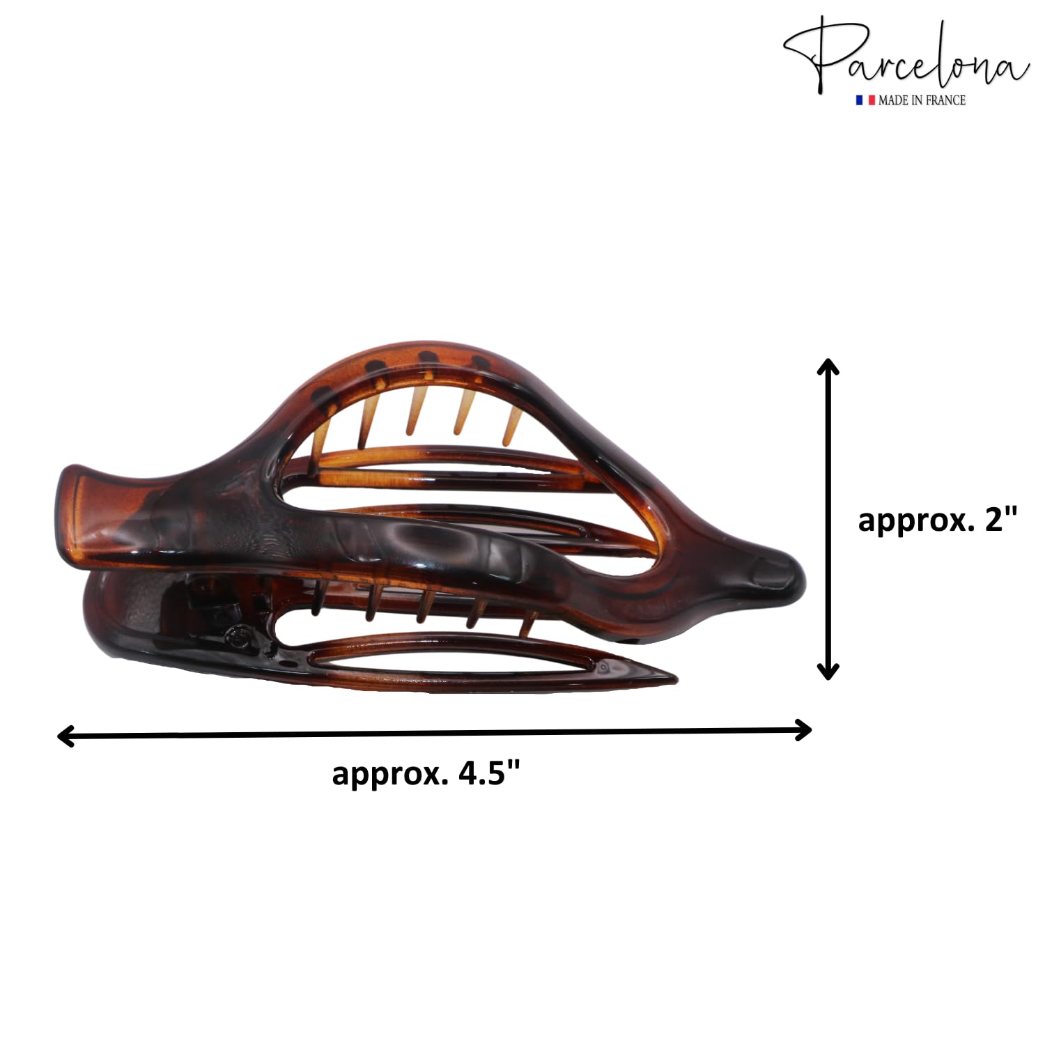 Parcelona French 2 Pcs Shell & Black Large Wide Beak Hair Side Slider Clips