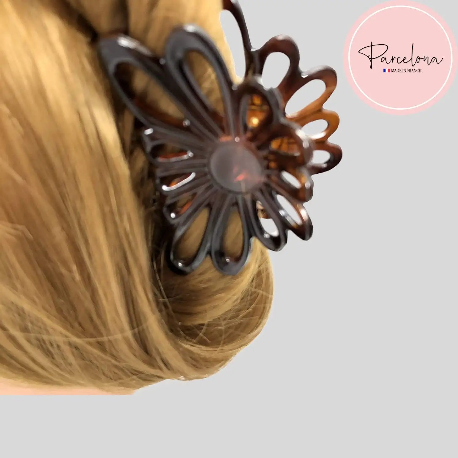 Parcelona French Plume Medium 3" Cellulose Acetate Hair Claw for Women and Girls