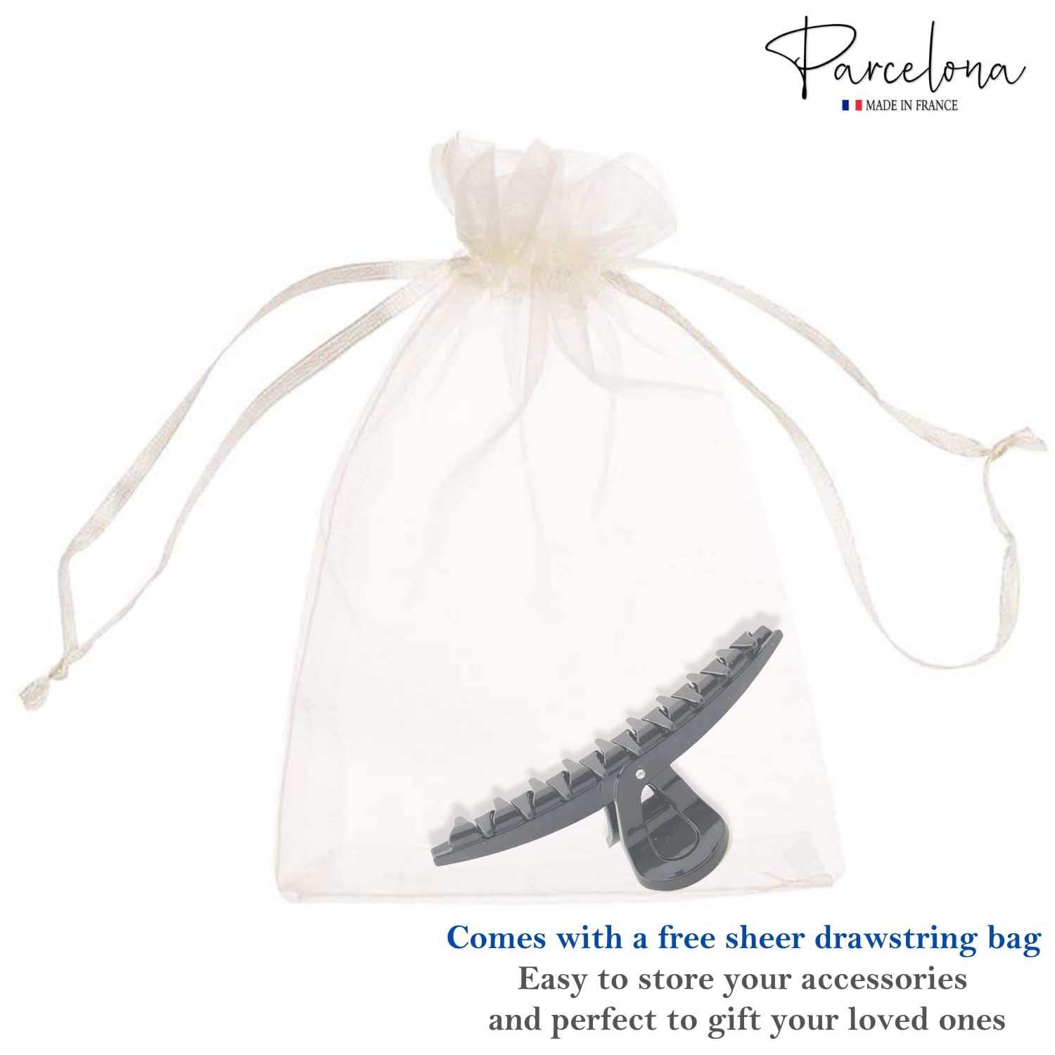 Parcelona French Pinch Crystal Cellulose Jaw Hair Claw for Women and Girls