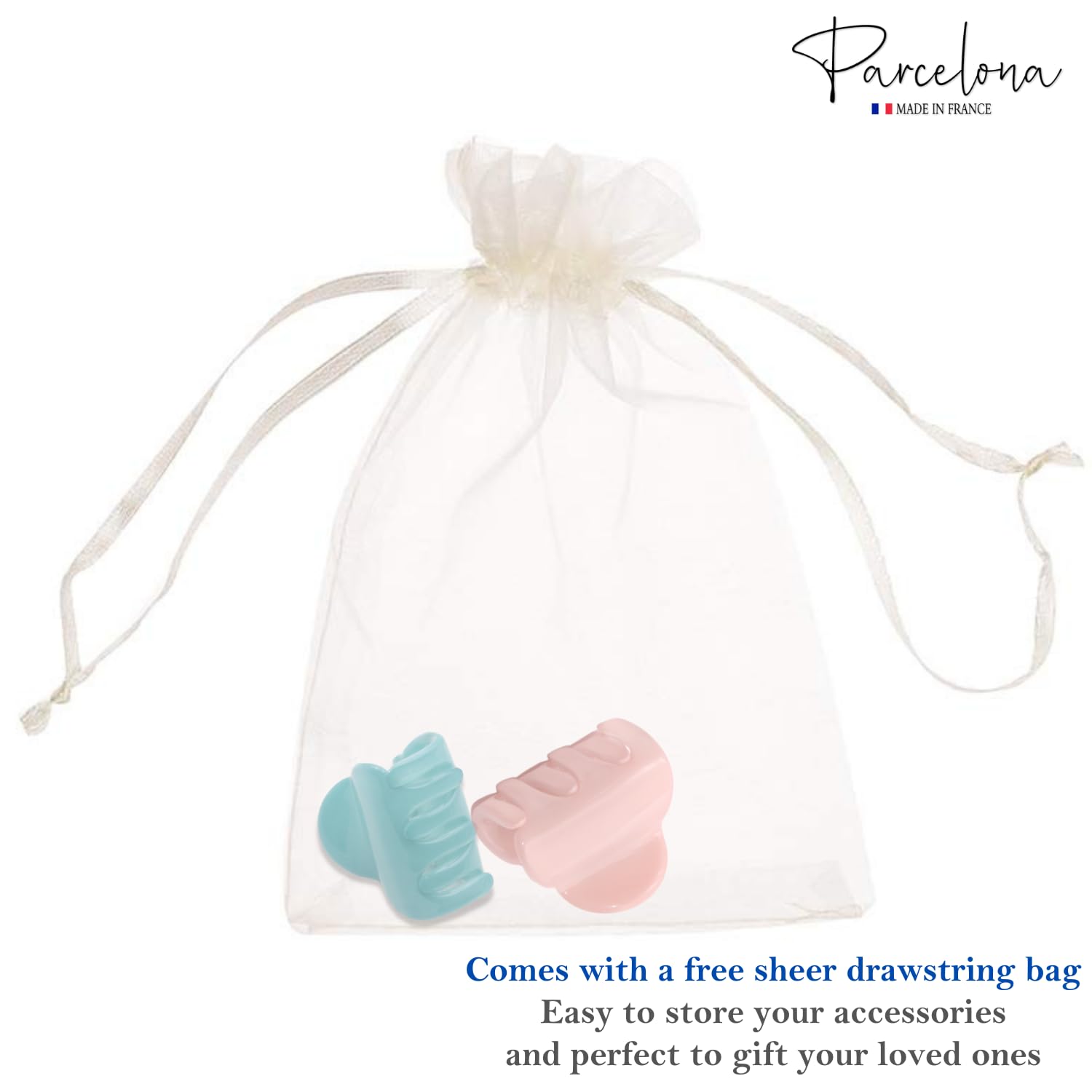 Parcelona French Chic Duo Small 1 1/4" Cellulose Hair Claw for Women and Girls