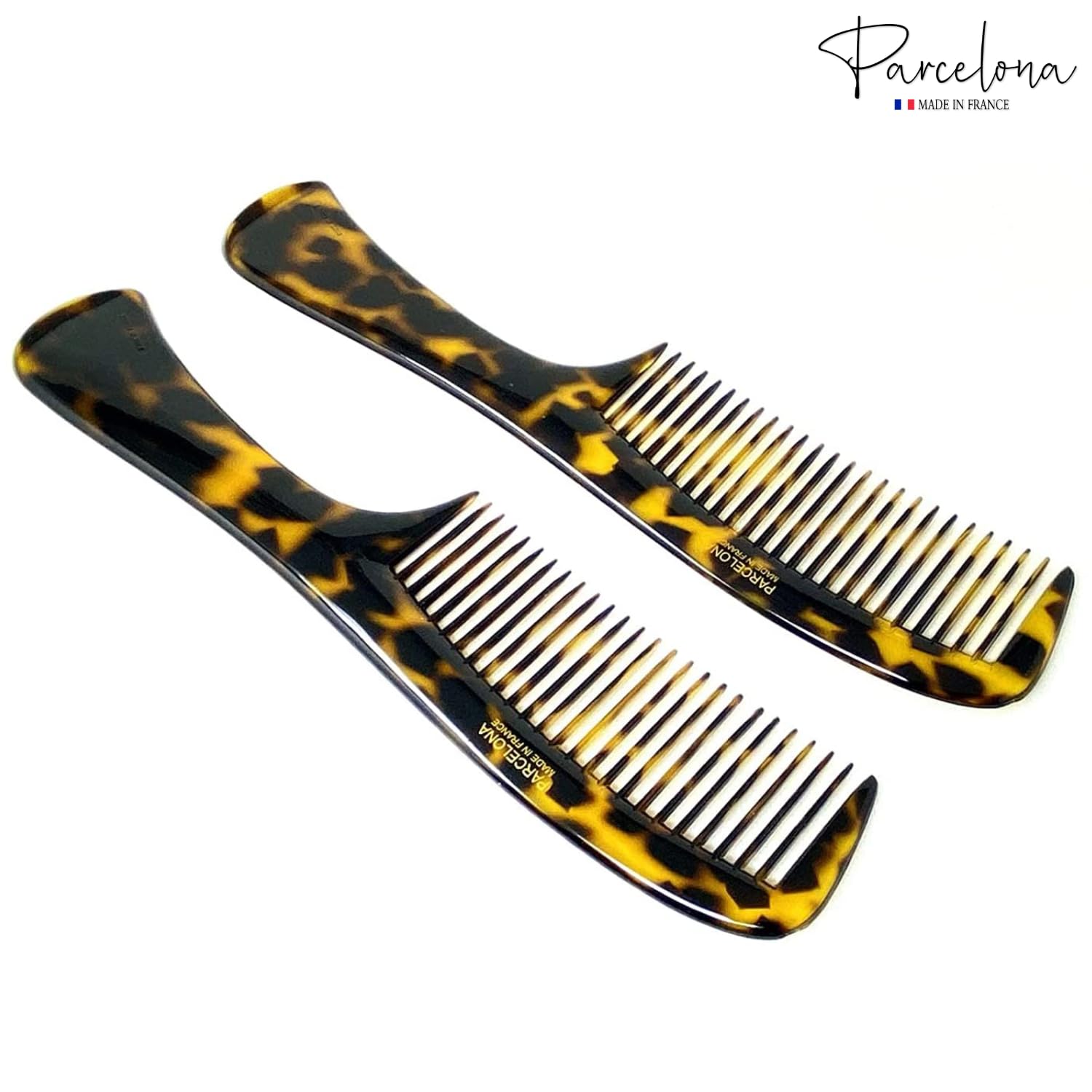 Parcelona French Wide Tooth Yellow Tokyo Large 8 3/4” Set of 2 Professional Hair