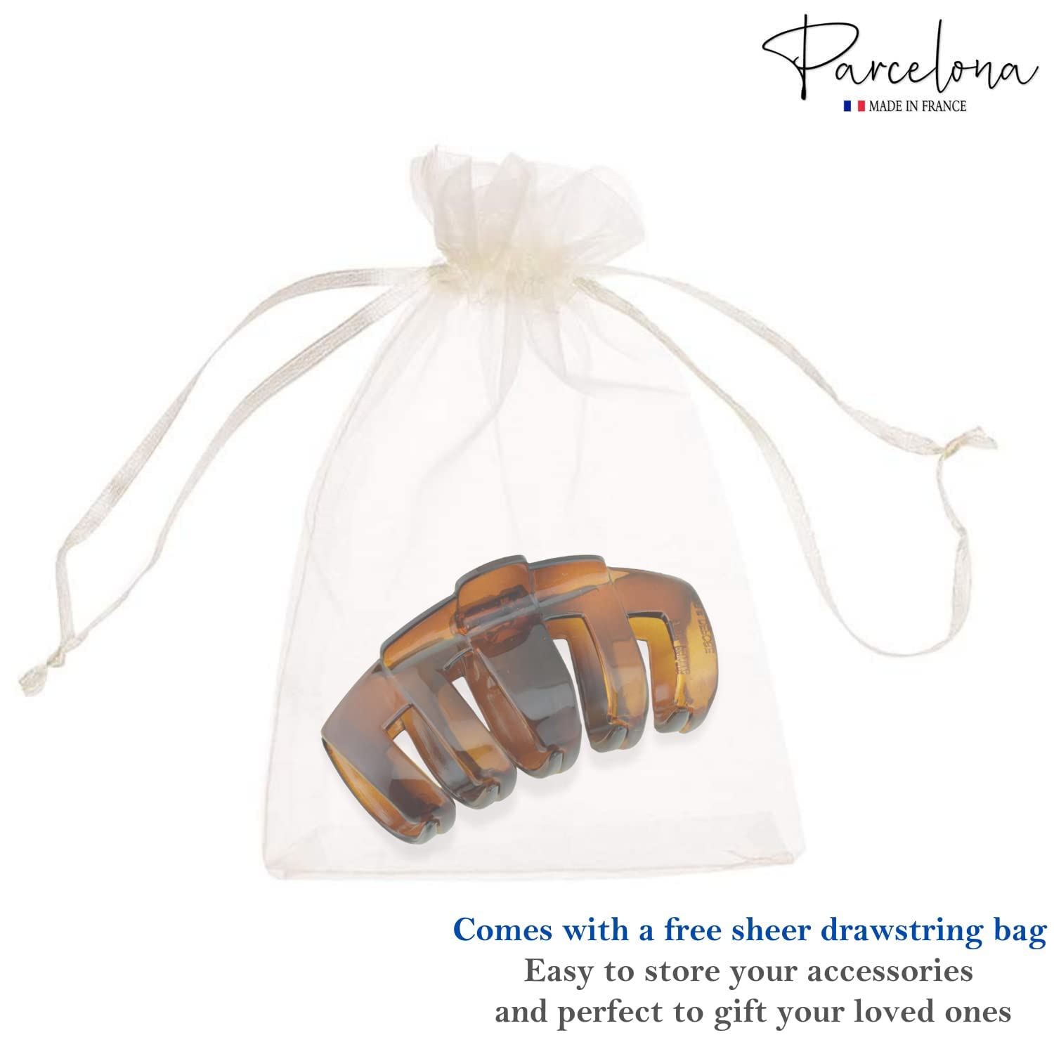 Parcelona French Tubular Large Cellulose Covered Spring Jaw Hair Claw for Women