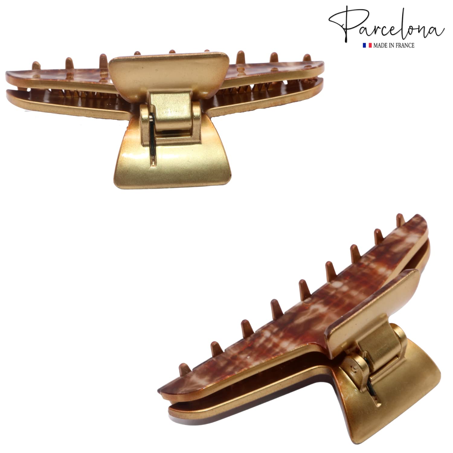 Parcelona French Pinch Medium Cellulose Covered Spring Jaw Hair Claw for Women