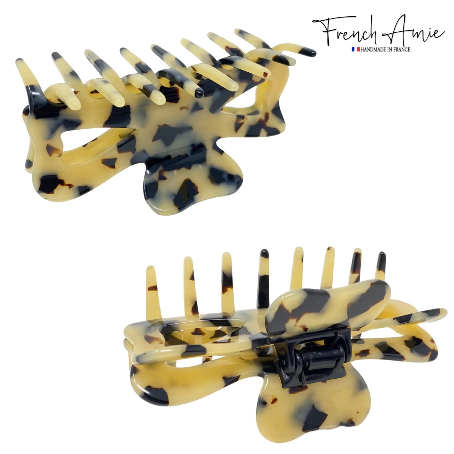 French Amie Large Butterfly 3.5" Handmade Cellulose Acetate Hair Claw for Women