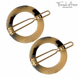 French Amie Mini Circle 1 ¼” Hair Clip - Snap Tige Boule Women Barrette Set Of 2