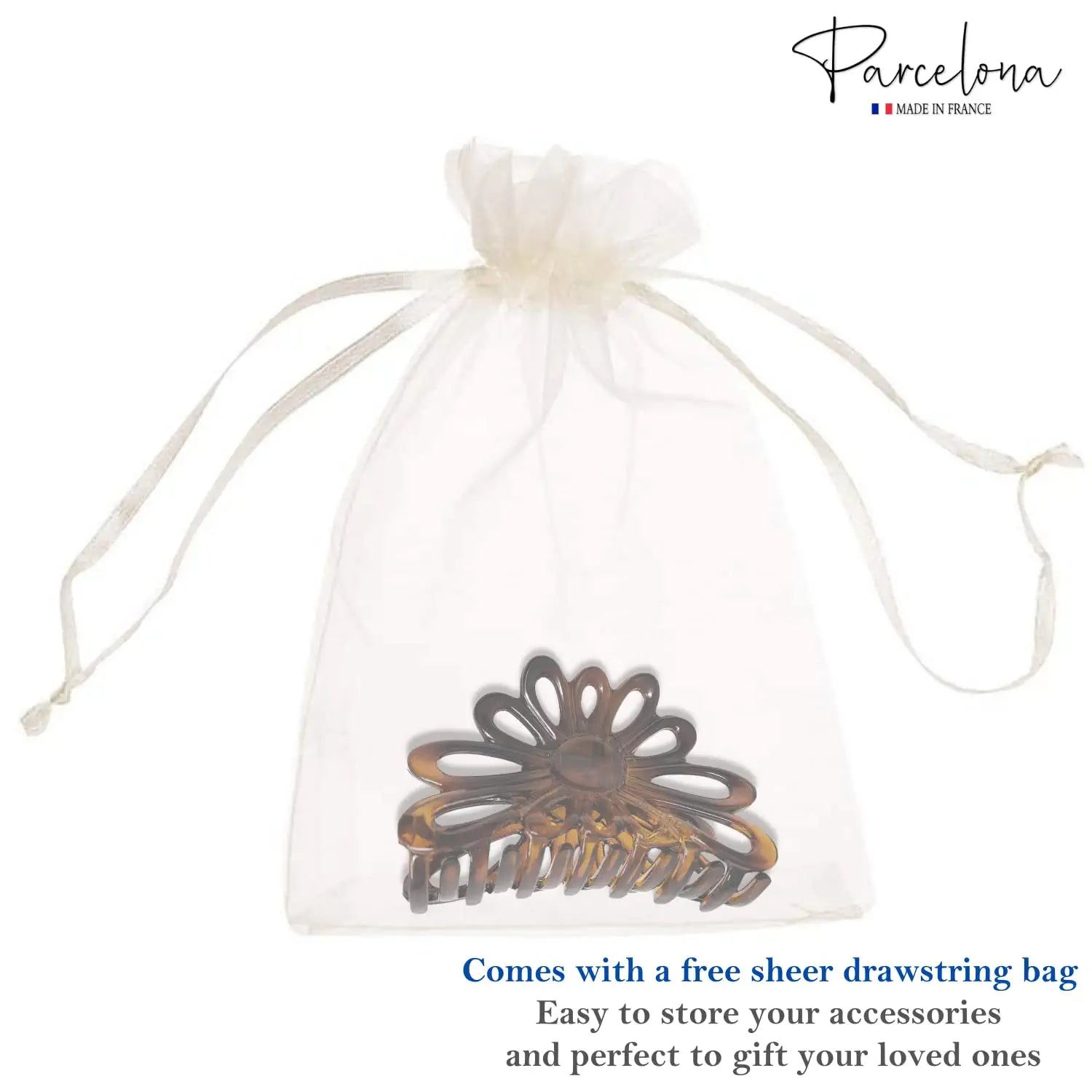 Parcelona French Plume Medium 3" Cellulose Acetate Hair Claw for Women and Girls