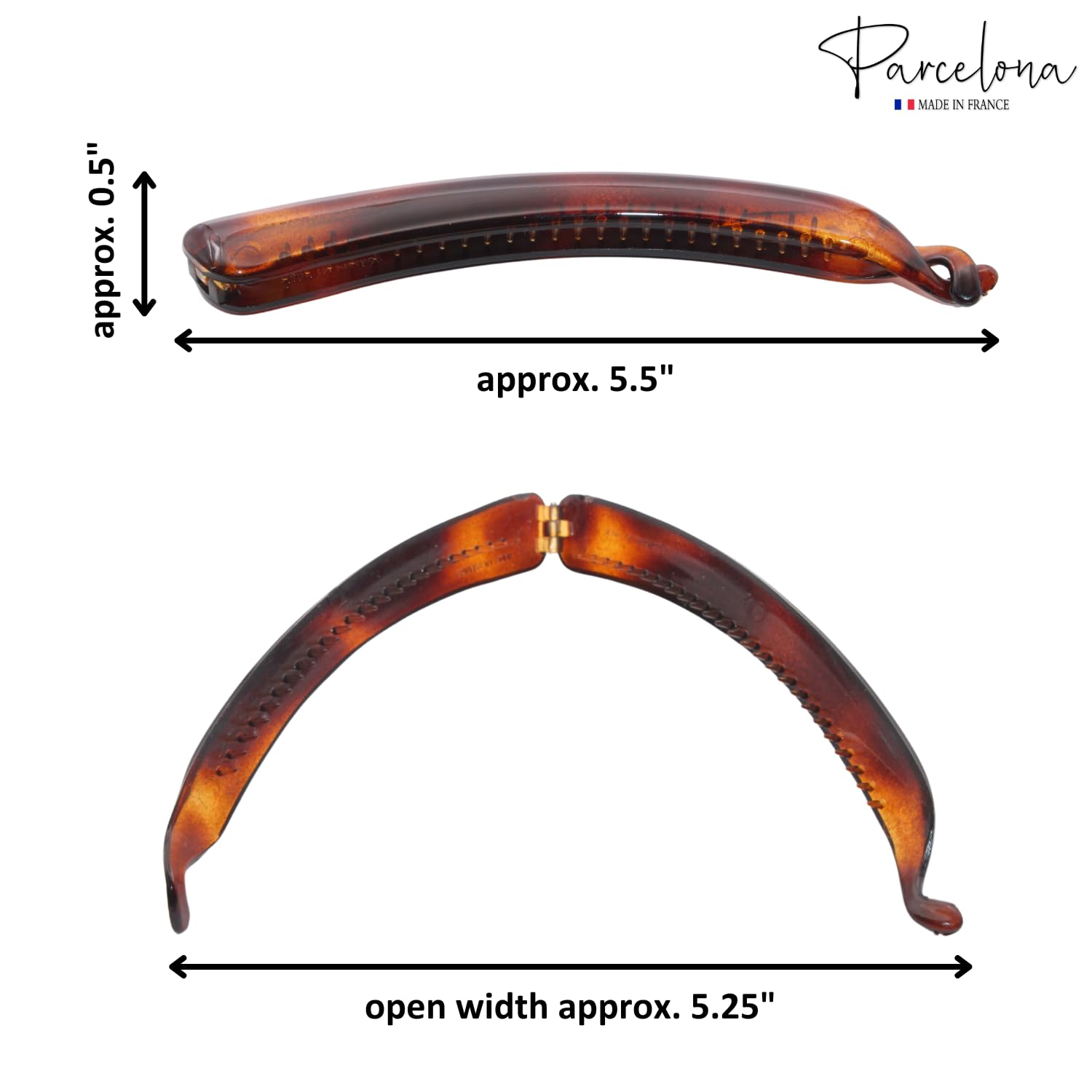 Parcelona French Large 5 1/2" Cellulose Banana Hair Clip for Women and Girls