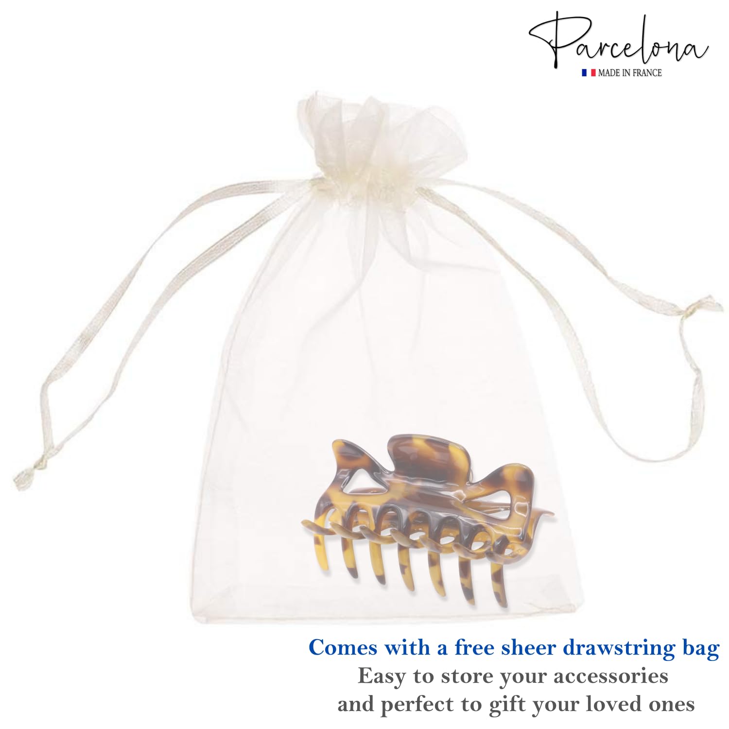 Parcelona French Classic 3" Medium Cellulose Covered Spring Hair Claw Clip