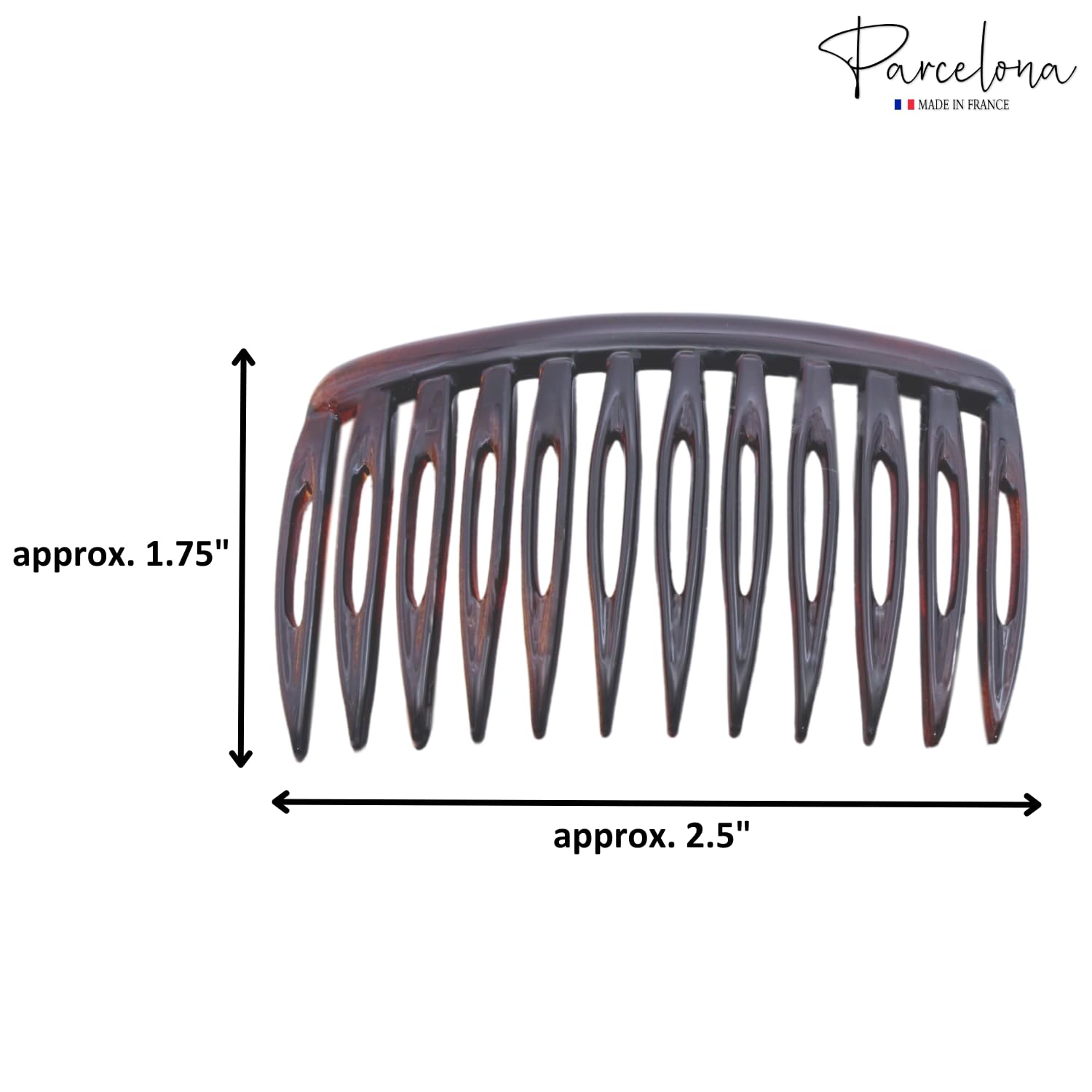 Parcelona French Compact Curved Fit Shell Small Cellulose Side Hair Combs(2 Pcs)