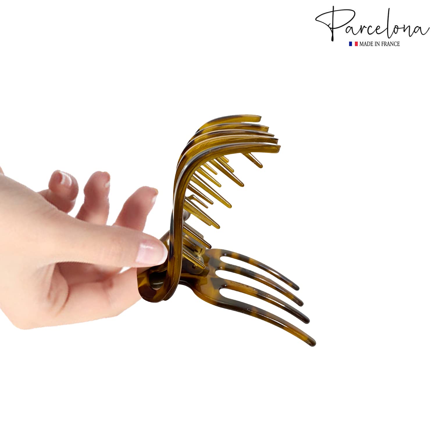 Parcelona French Curvy Oval Paw Medium Cellulose Hair Claw for Women and girls