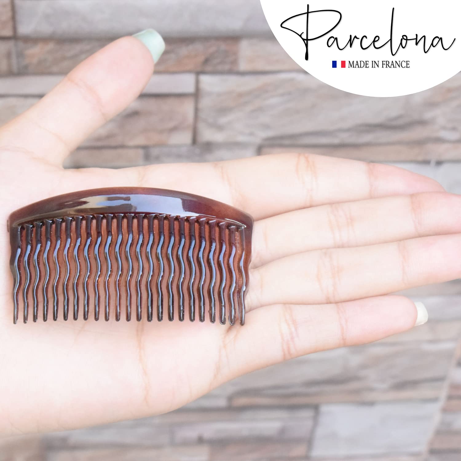 Parcelona French Zig Zag Small Cellulose Acetate 23 Teeth Side Hair Combs(2 Pcs)