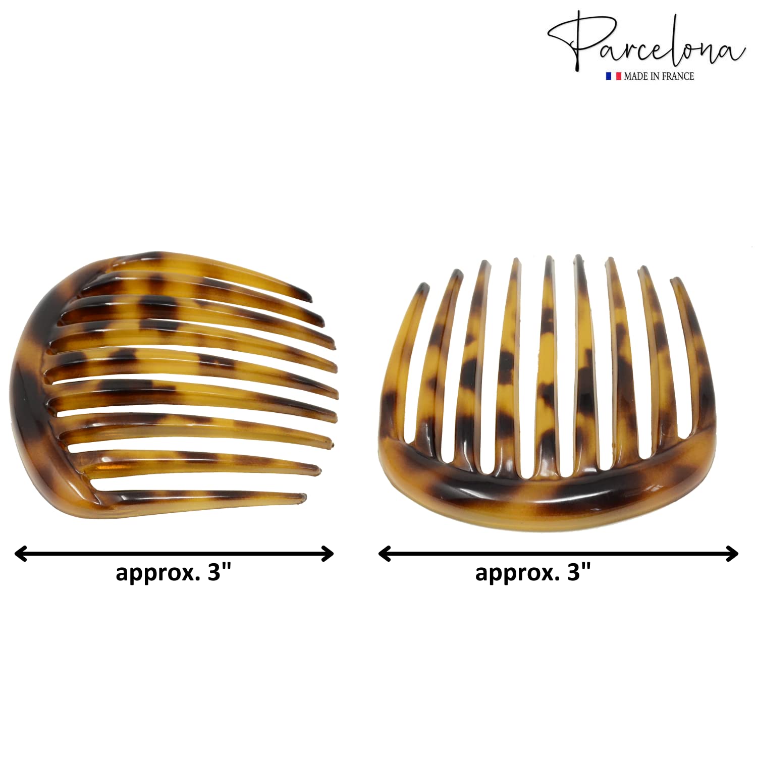 Parcelona French Smooth Edge Cellulose Acetate Hair Side Combs for Women (2 Pcs)