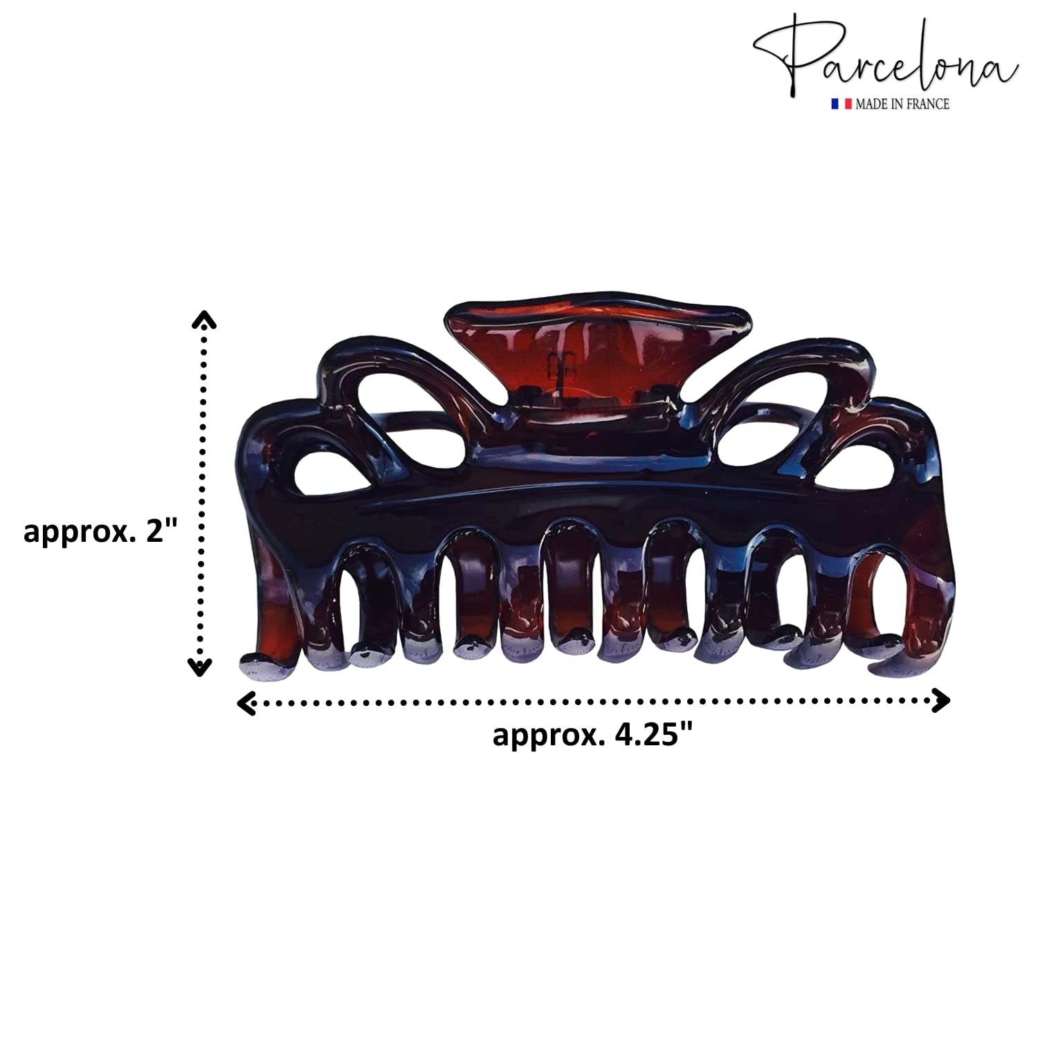 Parcelona French Medium Double Loop Tortoise Shell Claw Jaw Hair Clip 3.5 Inch