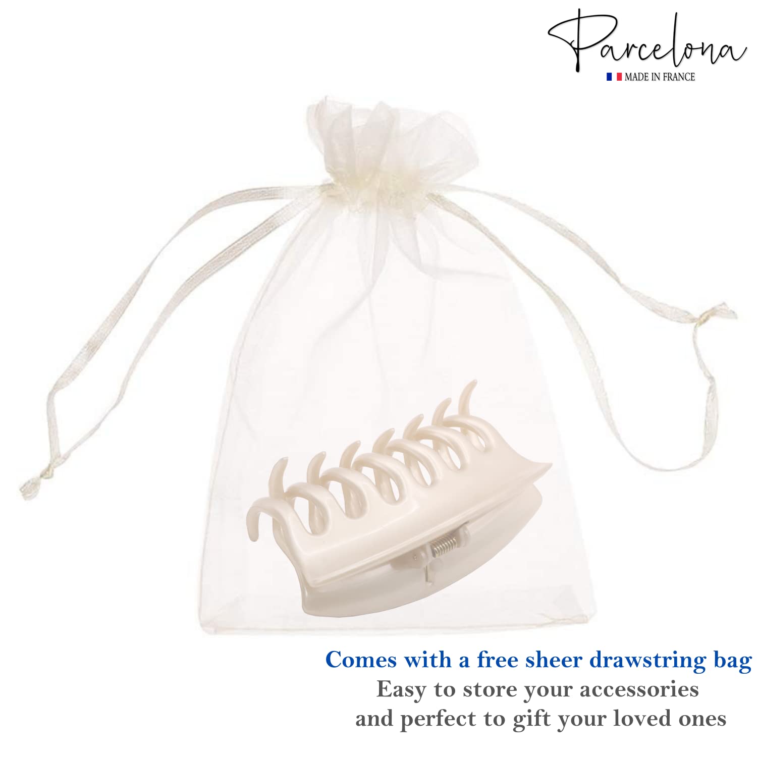 Parcelona French Arch Medium 3 1/4" Cellulose Hair Claw for Women & Girls
