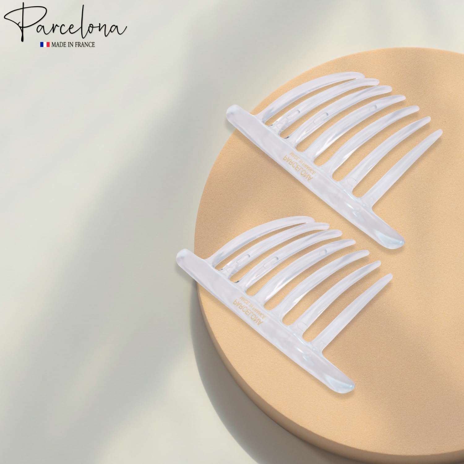 Parcelona French Twist 7 Teeth Large Cellulose Side Hair Combs for Women(2 Pcs)