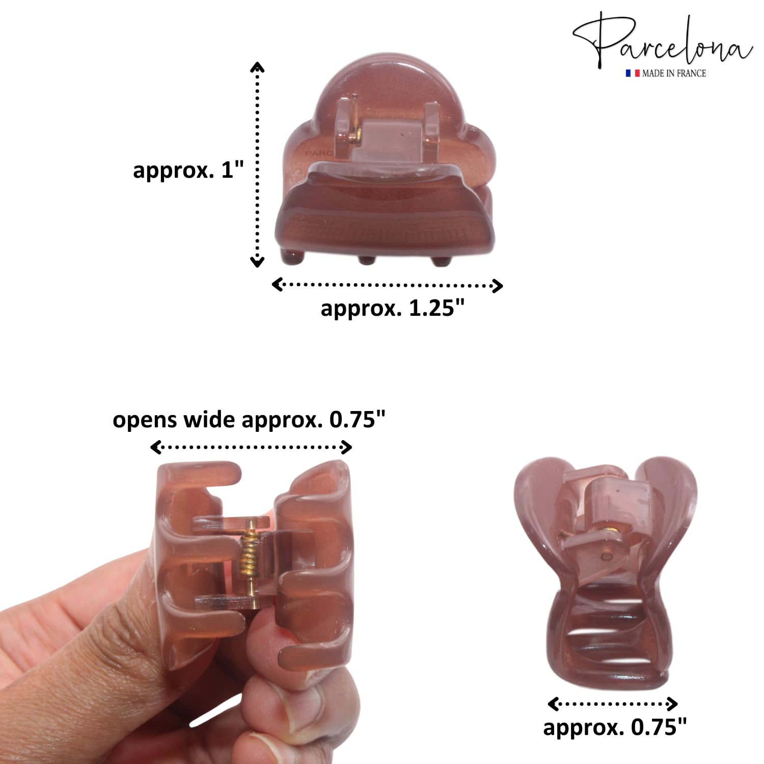 Parcelona French Chic Duo Small 1 1/4" Cellulose Hair Claw for Women and Girls