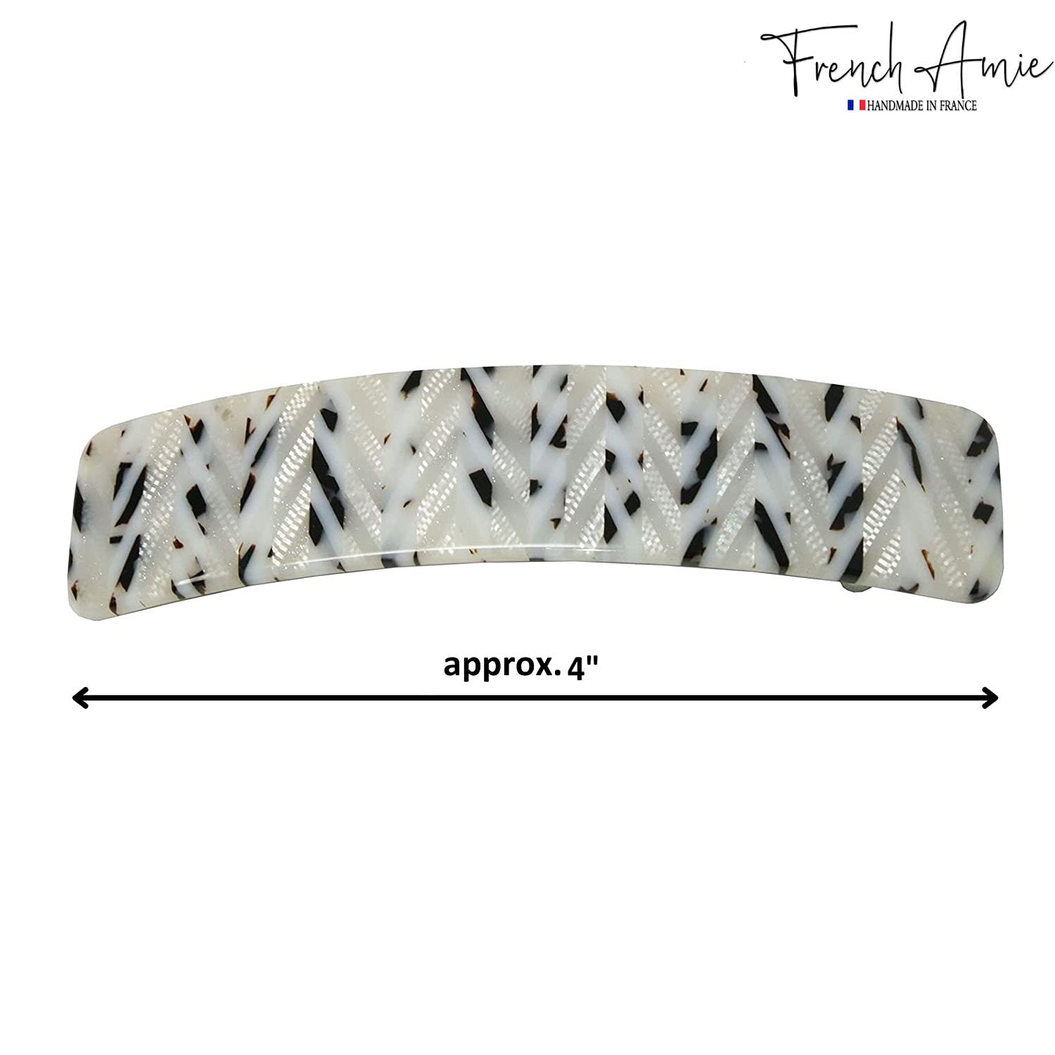French Amie Long Rectangle Handmade Large Hair Barrette Clip for Women N Girls