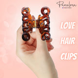 Parcelona French Love Small 2" Celluloid Acetate Hair Claws for Women and Girls