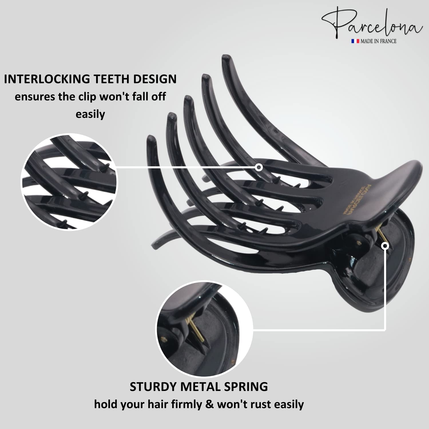 Parcelona French Basic Curved Paw Medium Cellulose Yoga Hair Claw for Women