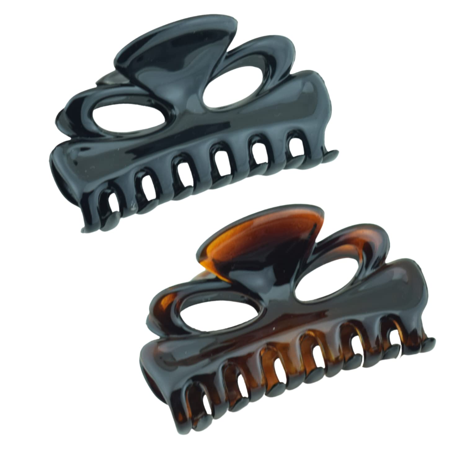 Parcelona French Chat Yeux Shell & Black Cellulose Medium 3.5 Inch Hair Claw