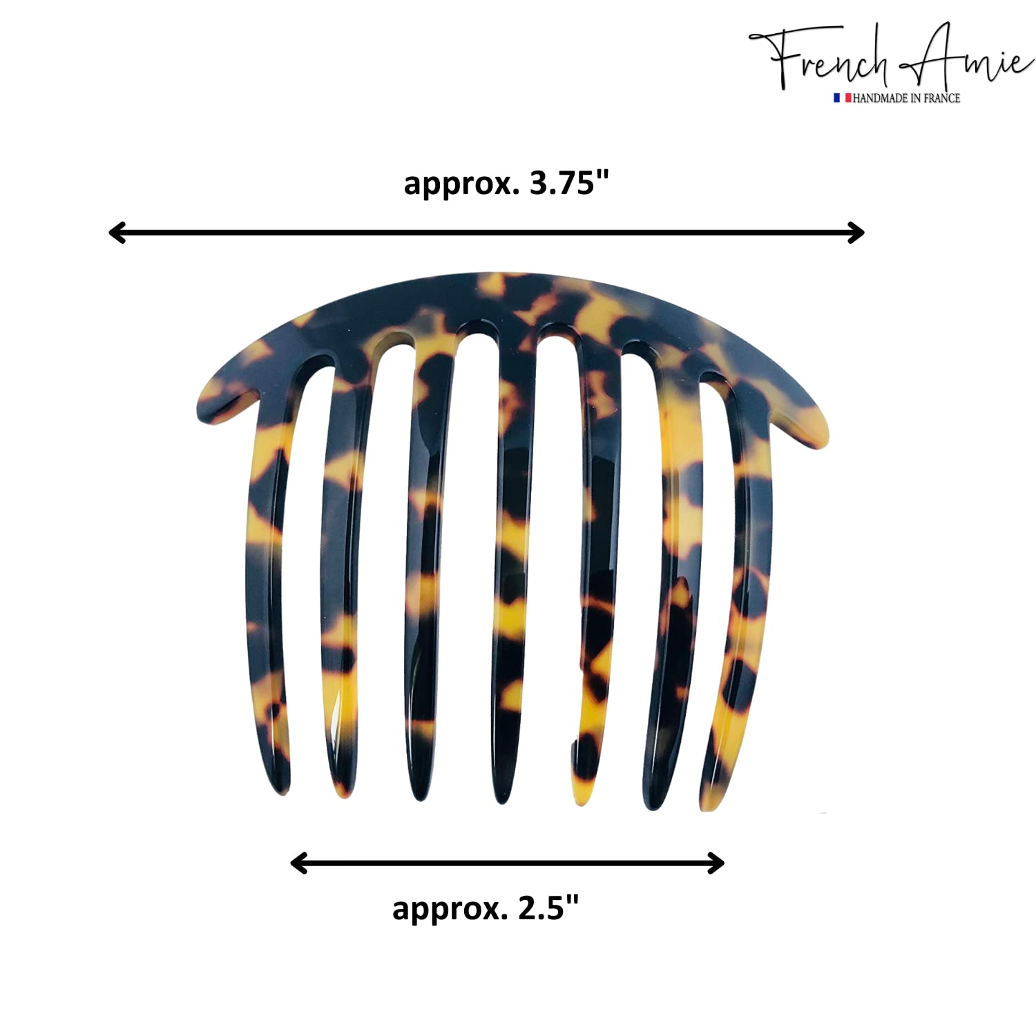 French Amie 7 Teeth Handmade Cellulose Side Hair Comb for Women and Girls