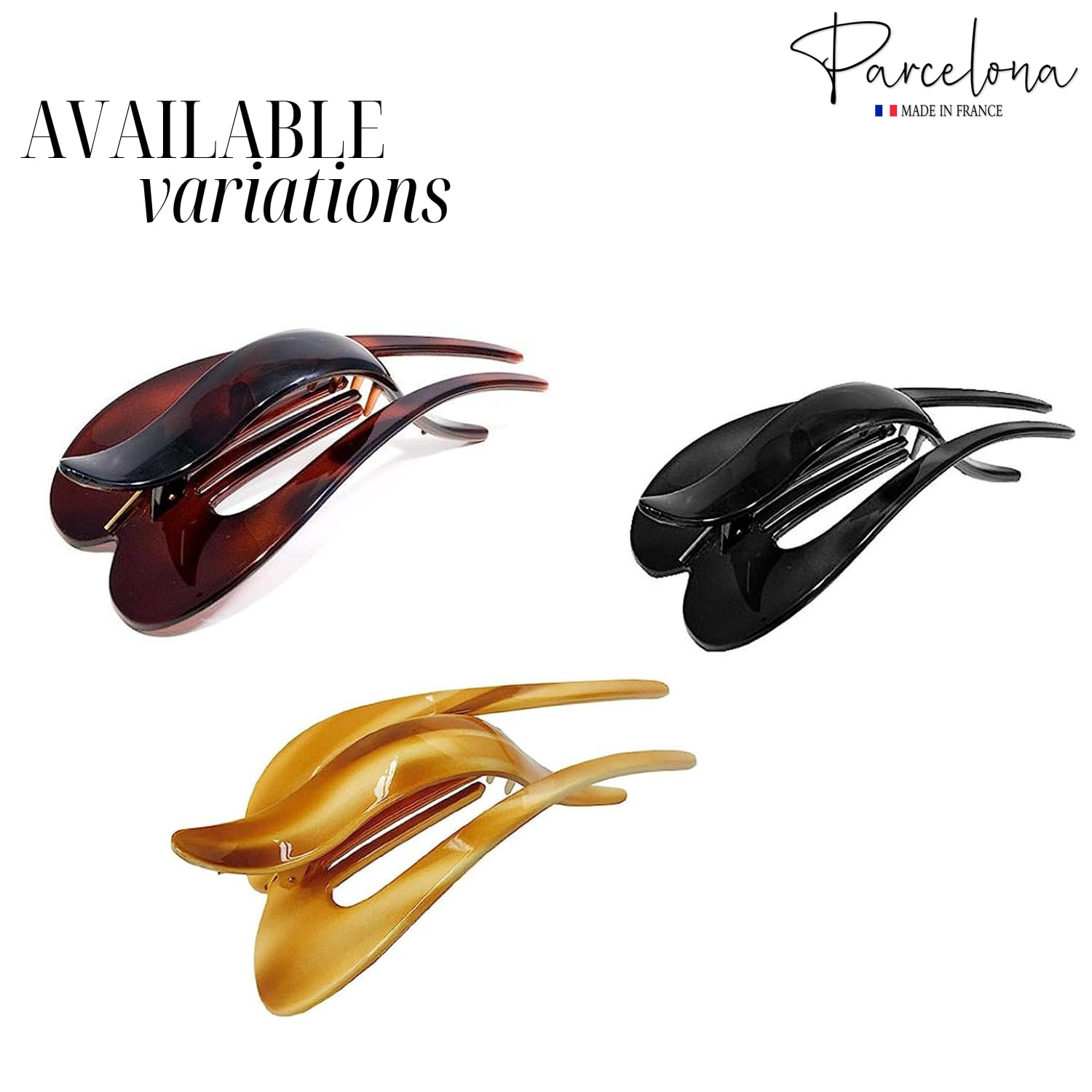 Parcelona French Pelican Large 5" Cellulose Side Slide Hair Claw Clips (2 Pcs)