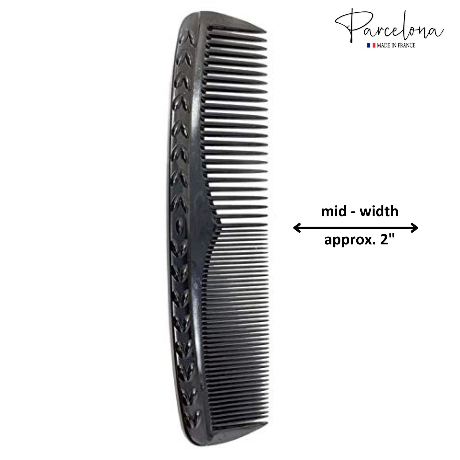 Parcelona French Bordered Cellulose Acetate Toothed Large Dressing Hair Comb 2Pcs
