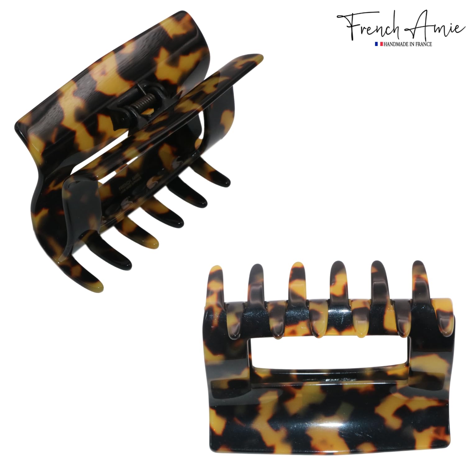 French Amie Geo Large 3" Cellulose Handmade Jaw Hair Claw Clip for Women