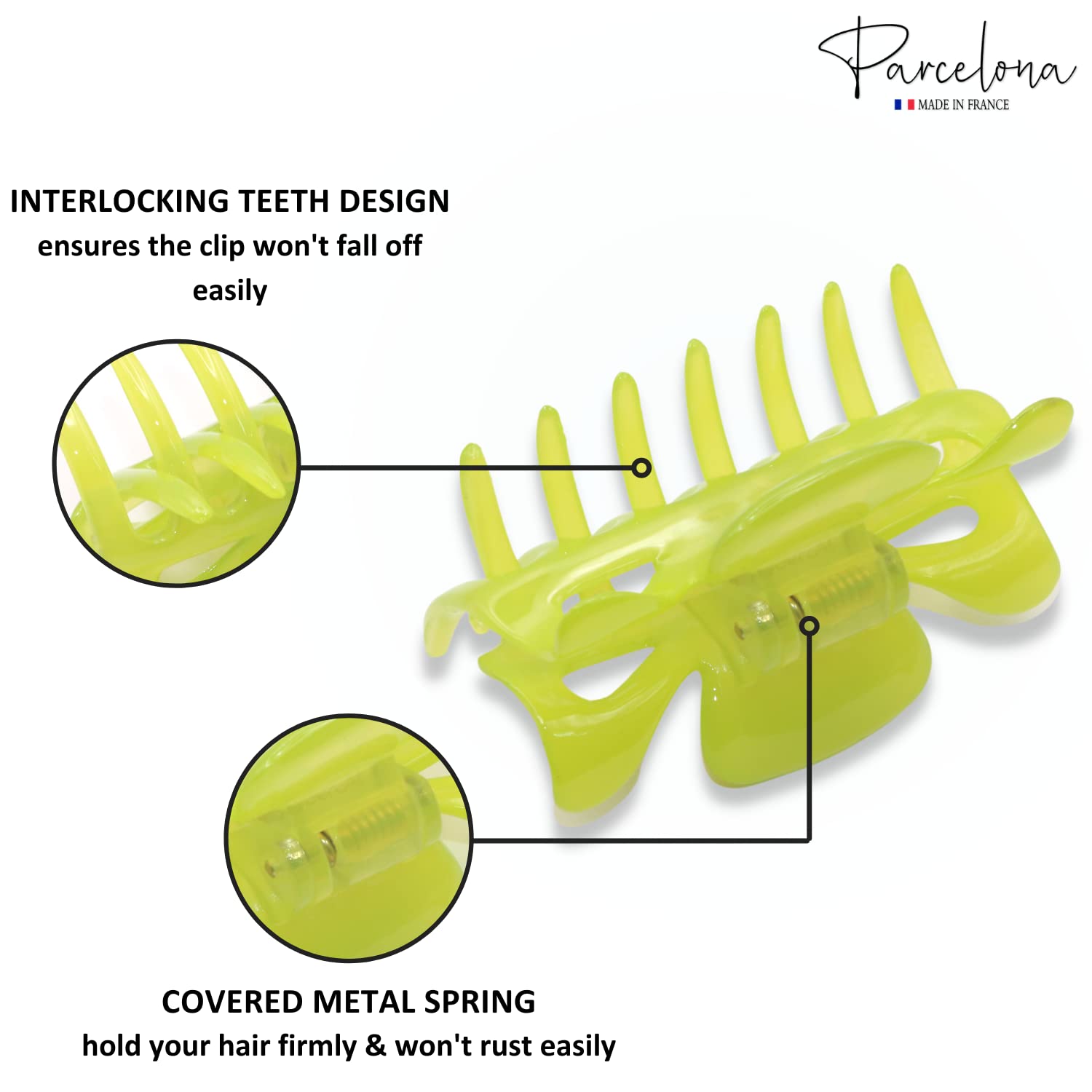 Parcelona French Classic 3" Medium Cellulose Covered Spring Hair Claw Clip