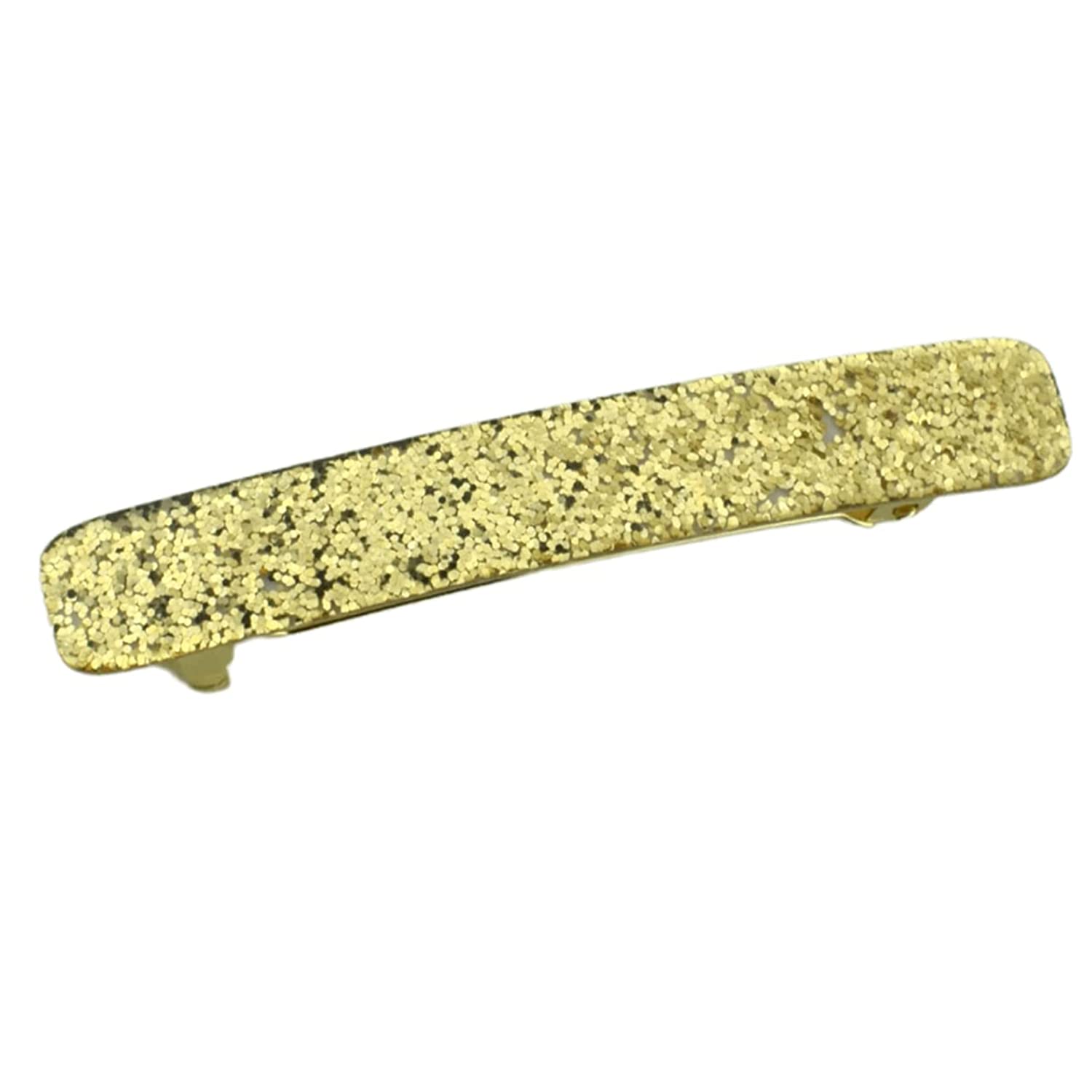 French Amie Small 2 1/4" Glitter Cellulose Acetate Automatic Hair Clip Barrette