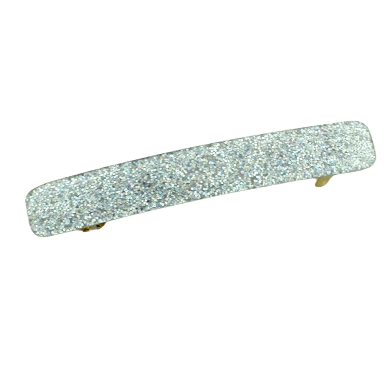 French Amie Small 2 1/4" Glitter Cellulose Acetate Automatic Hair Clip Barrette