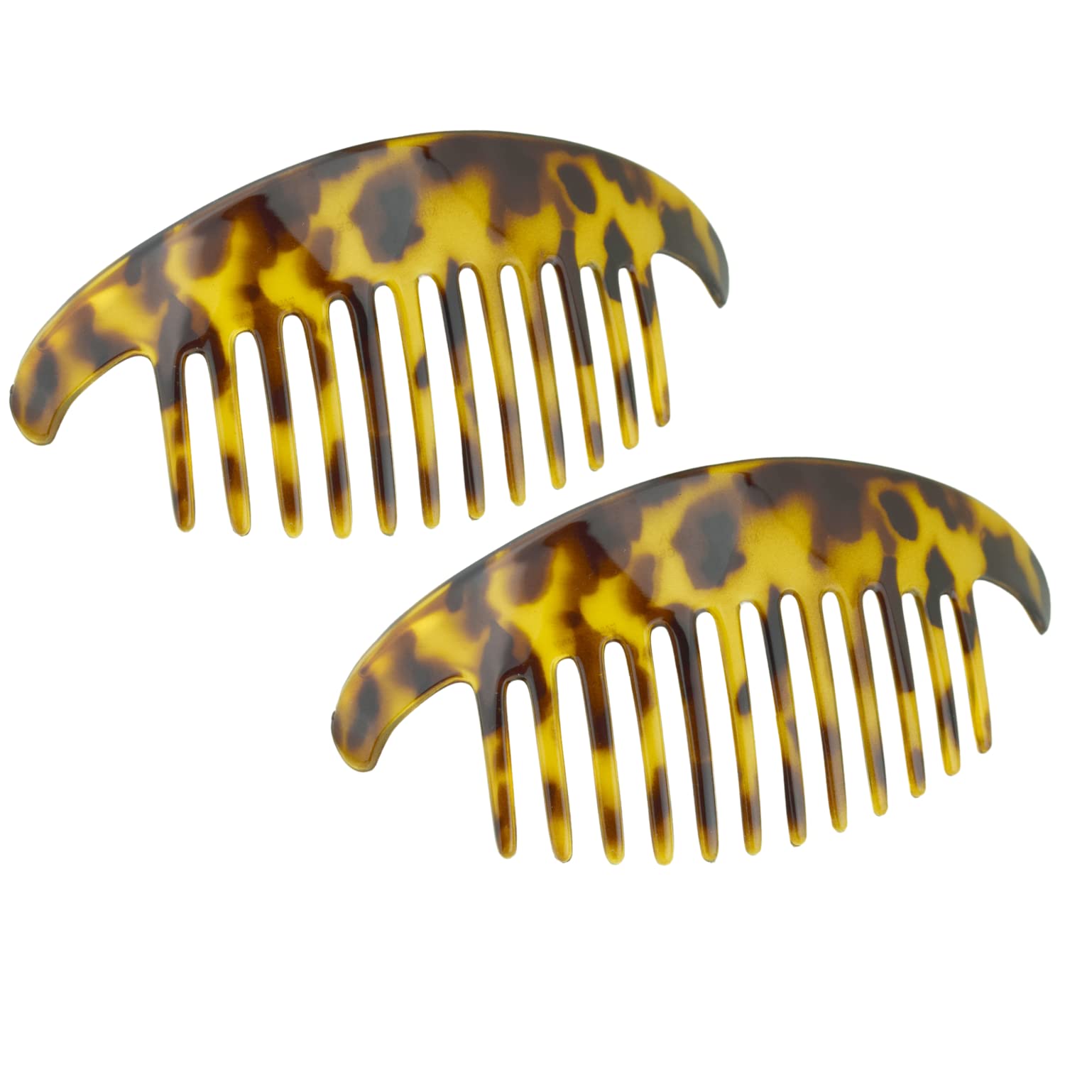 Parcelona French Alice Large Cellulose 12 Teeth Side Hair Combs for Women 2 Pcs