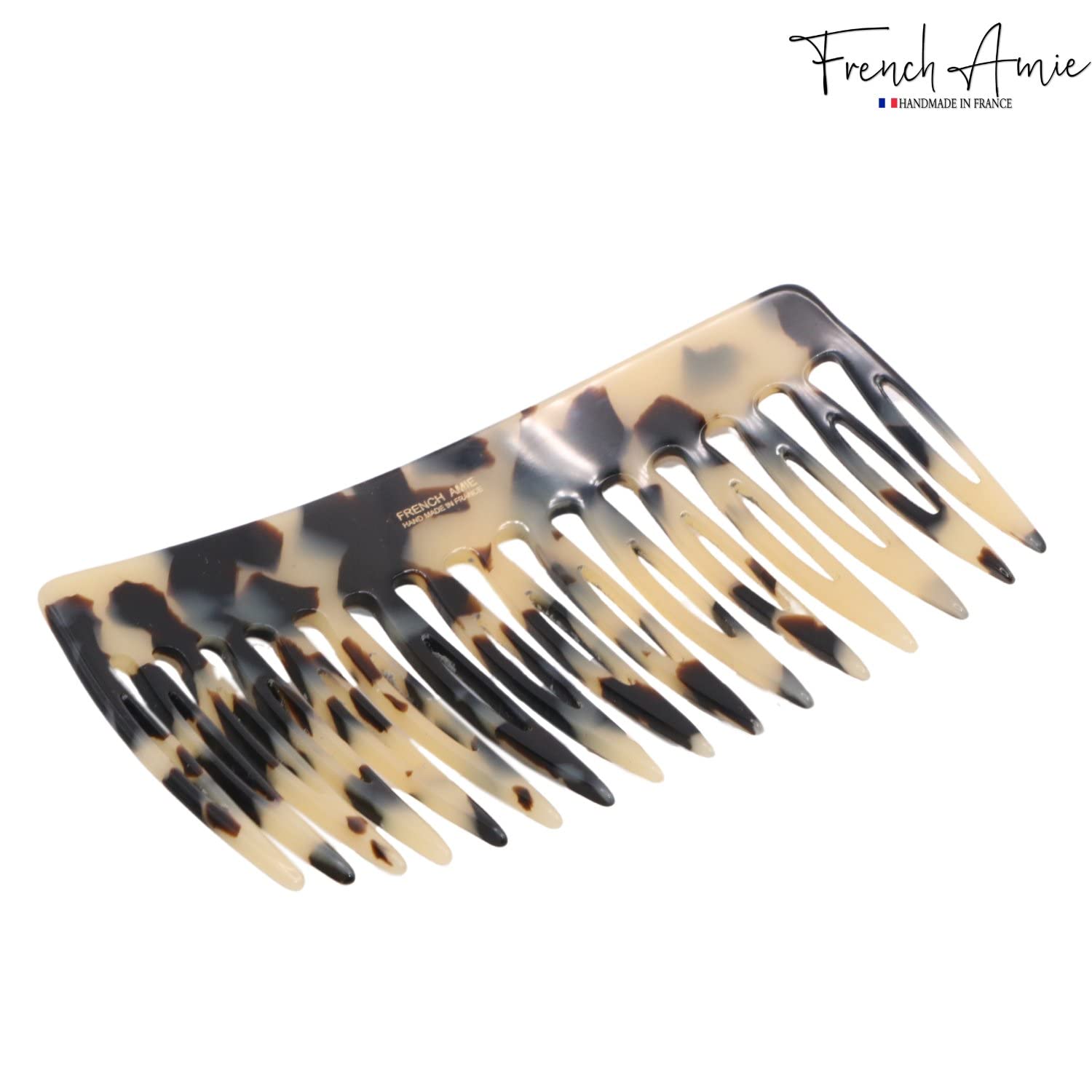 French Amie 16 Teeth White Tokyo Medium Handmade Flexible Side Hair Comb