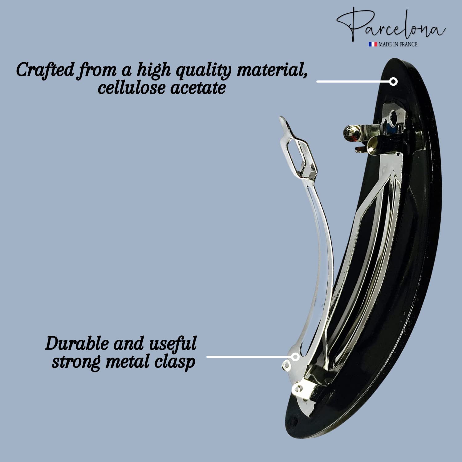 Parcelona French Oval Large 4" Cellulose Automatic Hair Barrette for Women