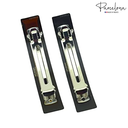 Parcelona French Bar Volume Large Shell N Black Cellulose Hair Barrettes(2 Pcs)