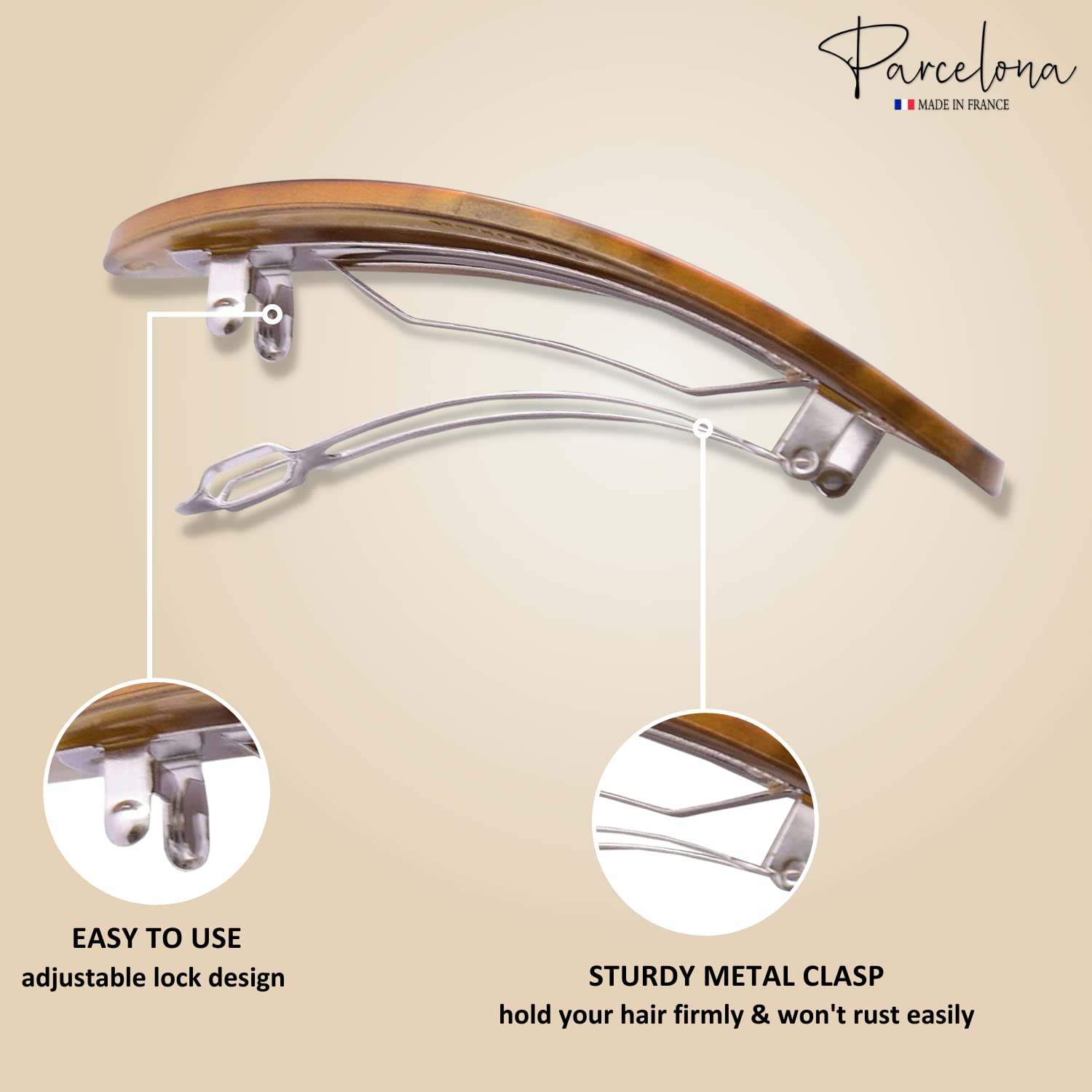 Parcelona French Oval Large 4" Cellulose Automatic Hair Barrette for Women