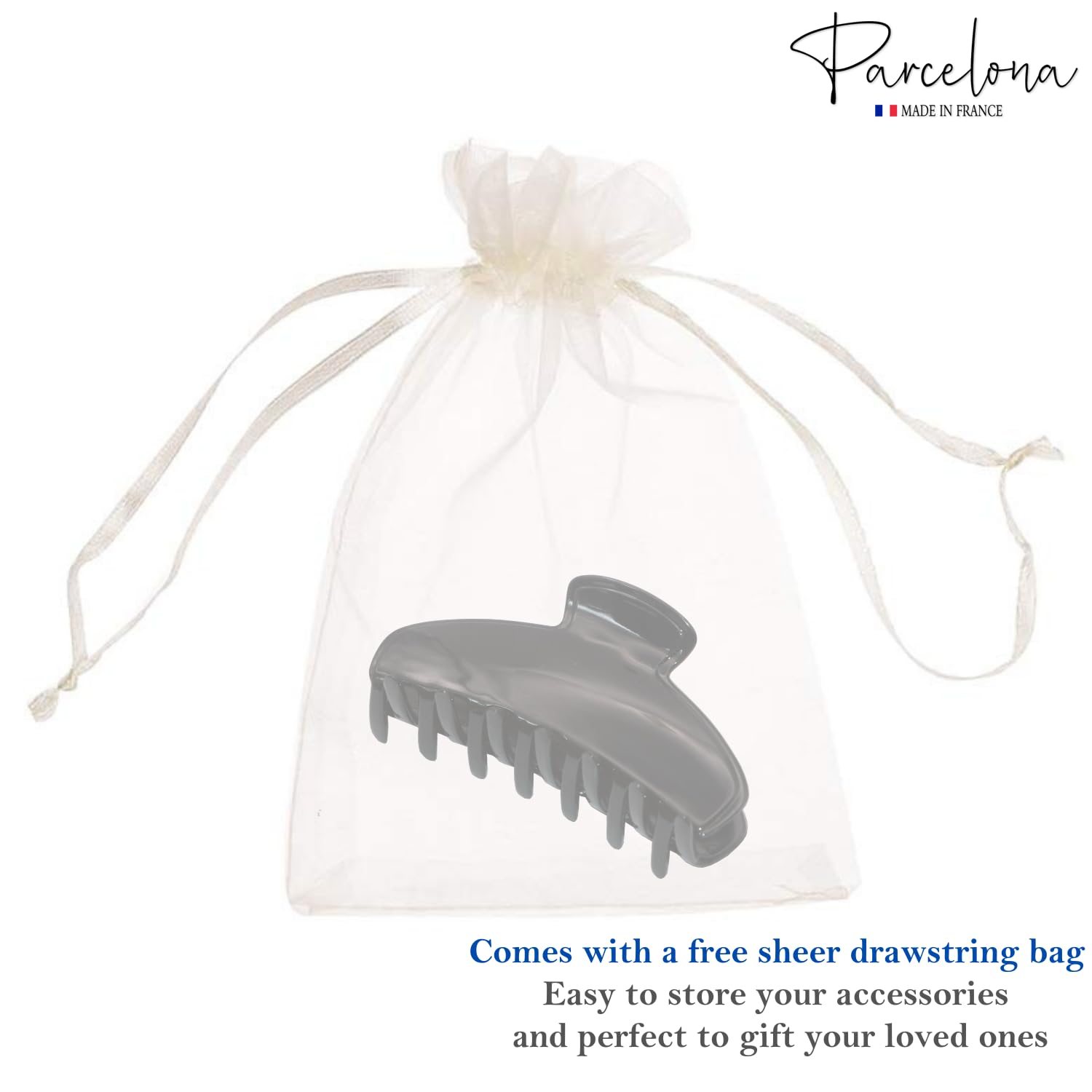 Parcelona French Basic Medium 3 1/2" Cellulose Tight Spring Hair Claw for Women