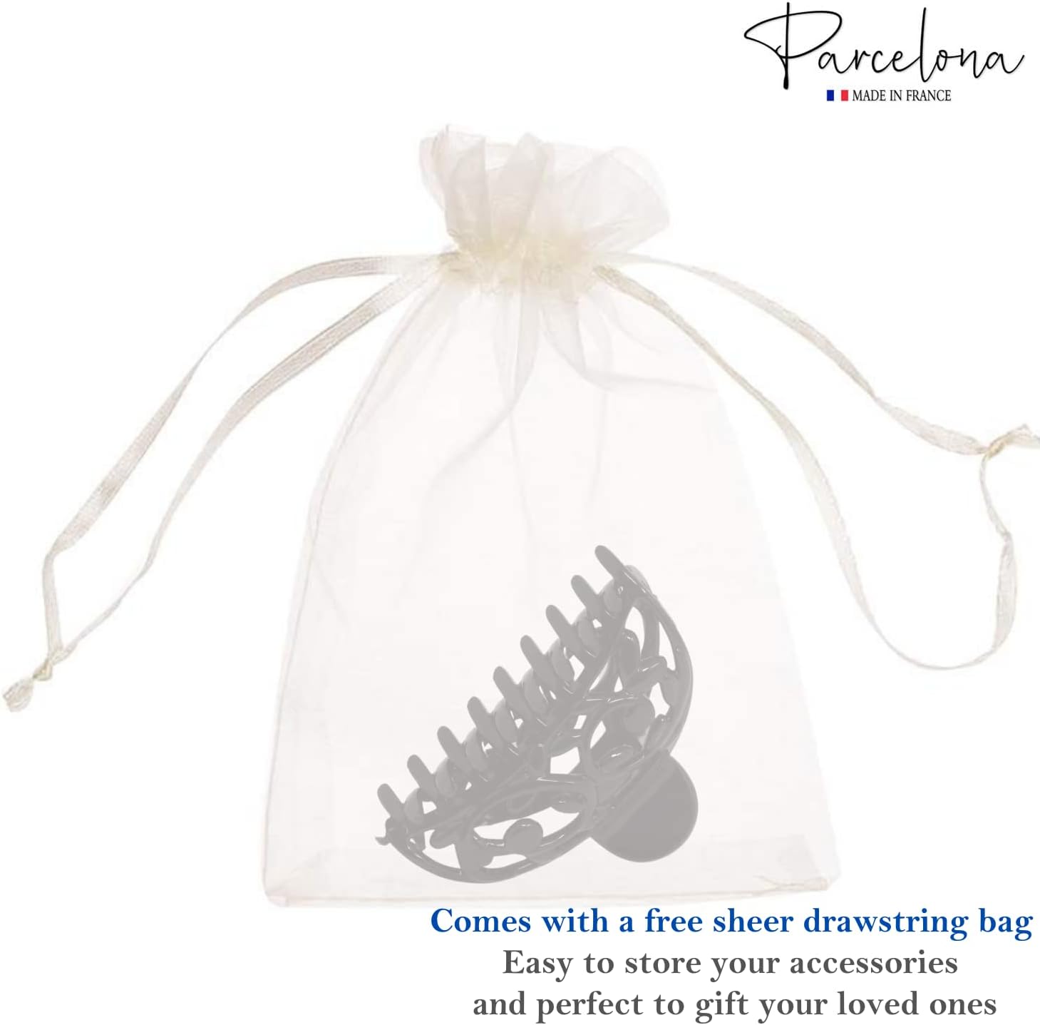 Parcelona French New Jardin Medium Cellulose Jaw Hair Claw for Women and Girls