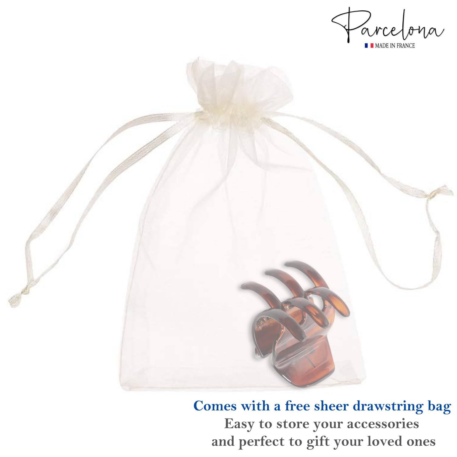 Parcelona French Classic Large Pony Cellulose Jaw Hair Claw for Women and Girls