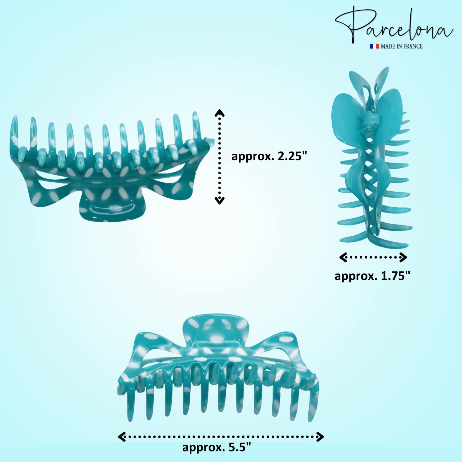 Parcelona French Classic Jumbo Large 5 1/2" Cellulose Hair Claw Clip for Women
