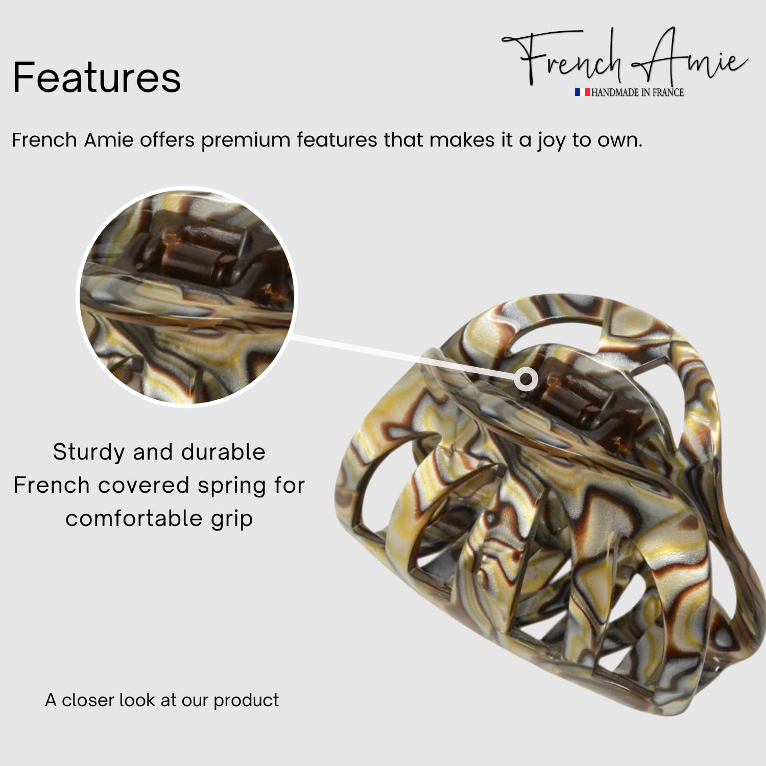 French Amie Hump Small 2 3/4" Cellulose Handmade Jaw Hair Claw Clip