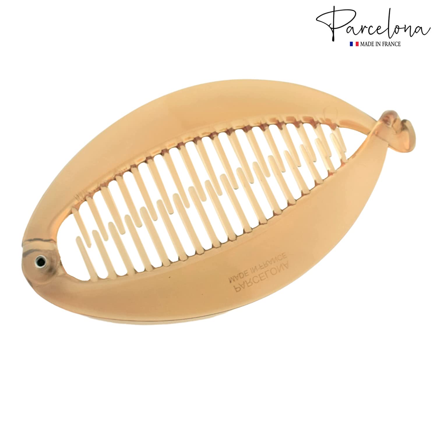 Parcelona French Fat Oval Crystal Brown Large 5" Cellulose Fishtail Hair Banana