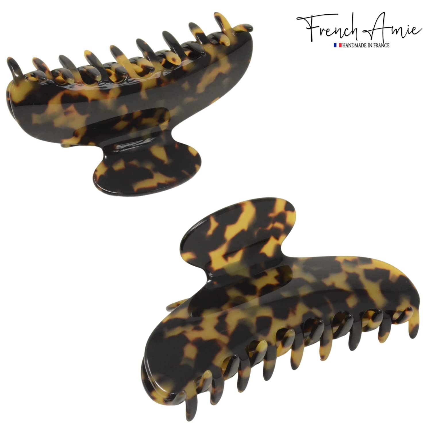 French Amie Thin Oval Large 4 1/4” Handmade Cellulose Acetate Jaw Hair Claw Women