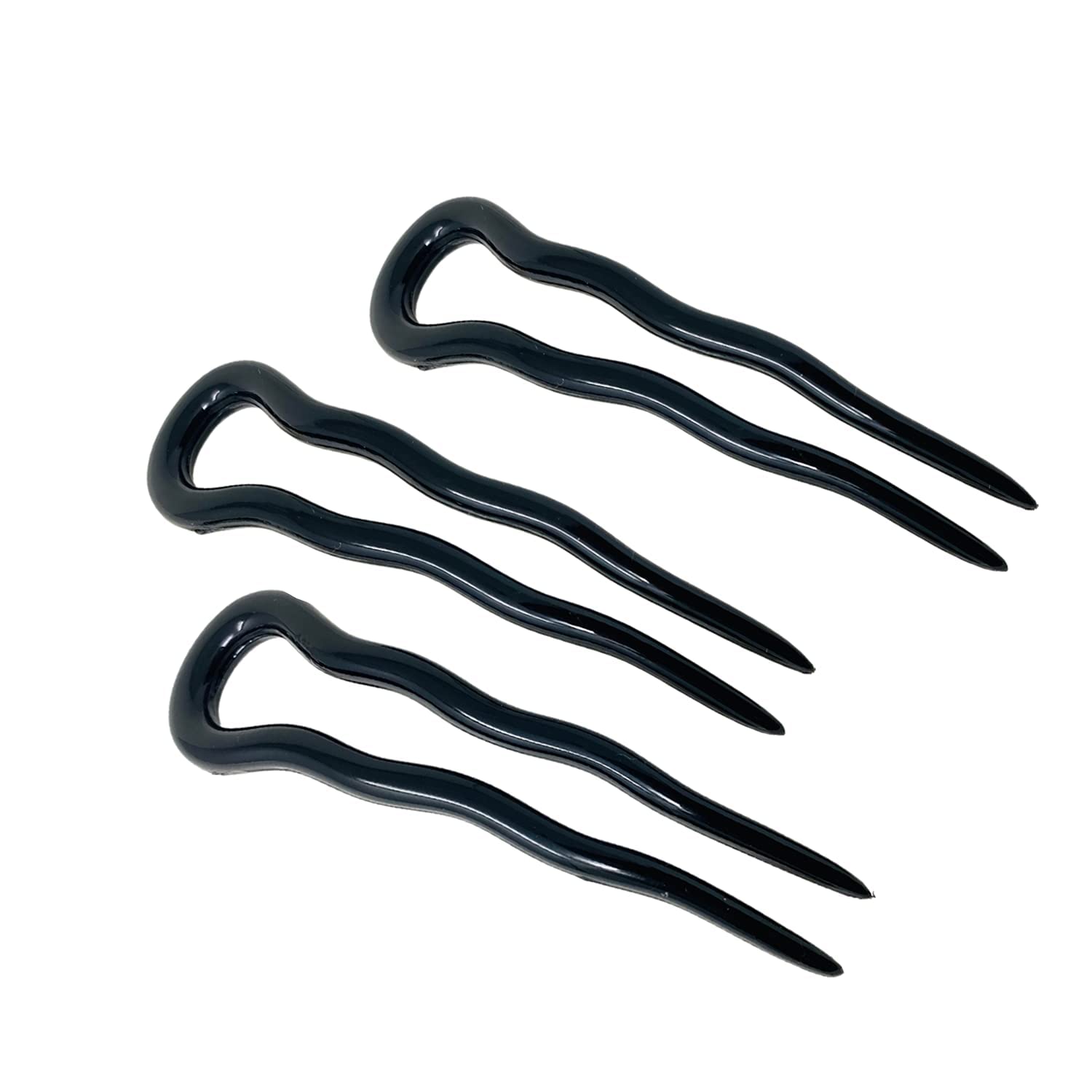 Parcelona French Mystic Large 3" Cellulose Chignon U Shaped Hair Pins(Set of 3)