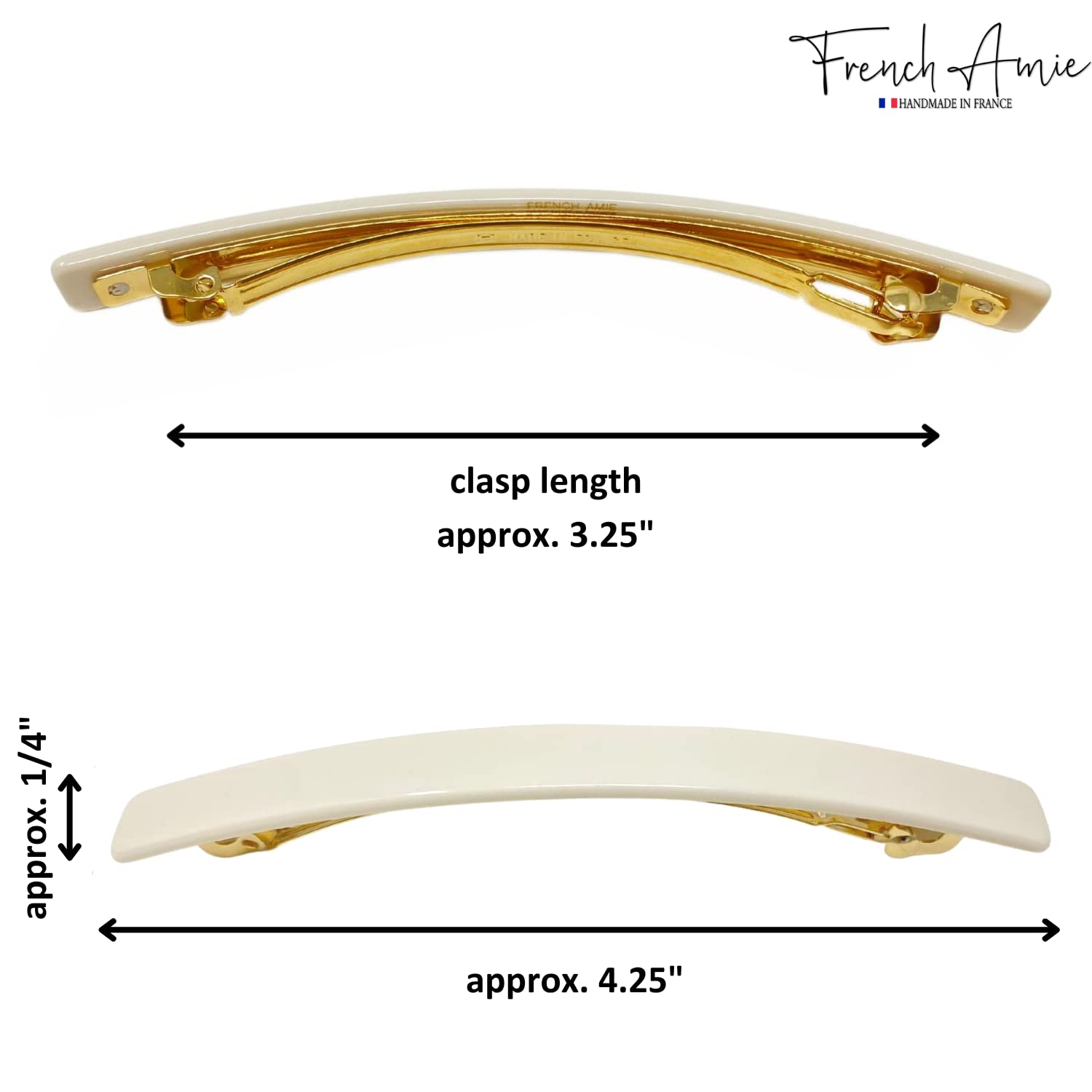 French Amie Long & Skinny Bar Large 4 1/4" Cellulose Acetate Hair Barrette Clip