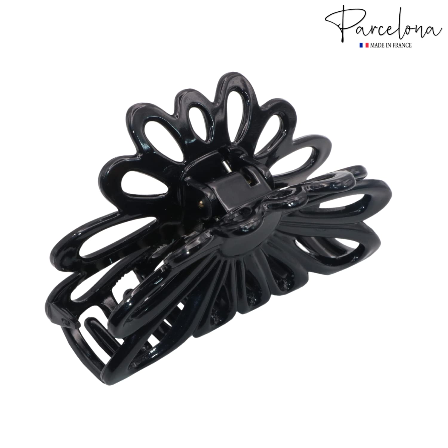 Parcelona French Plume Medium 3" Cellulose Acetate Hair Claw for Women and Girls