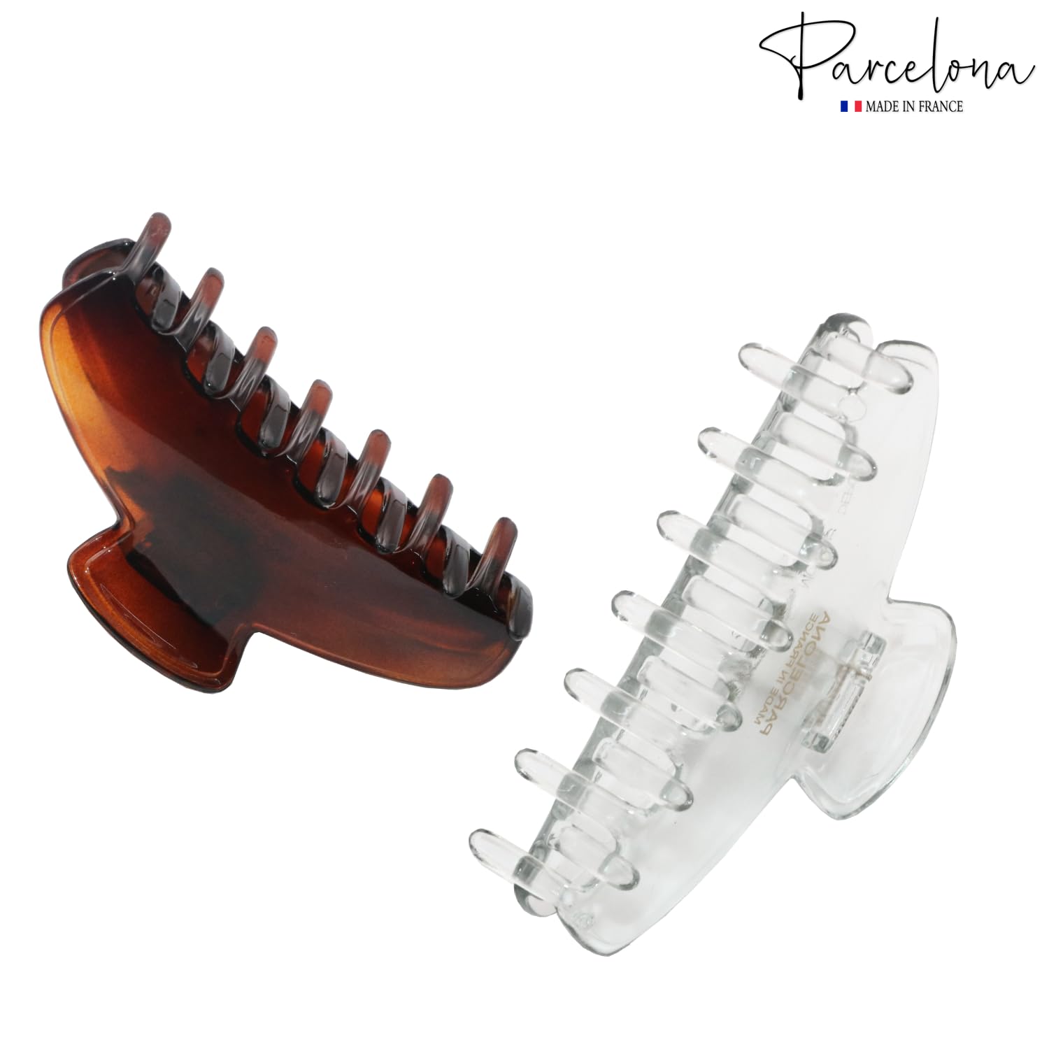 Parcelona French Basic Medium 3 1/2" Cellulose Jaw Hair Claws for Women(2 Pcs)