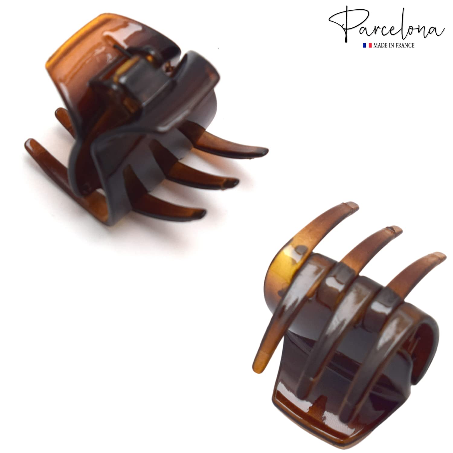 Parcelona French Neo Classic Small Covered Spring Six Teeth Shell Hair Claw
