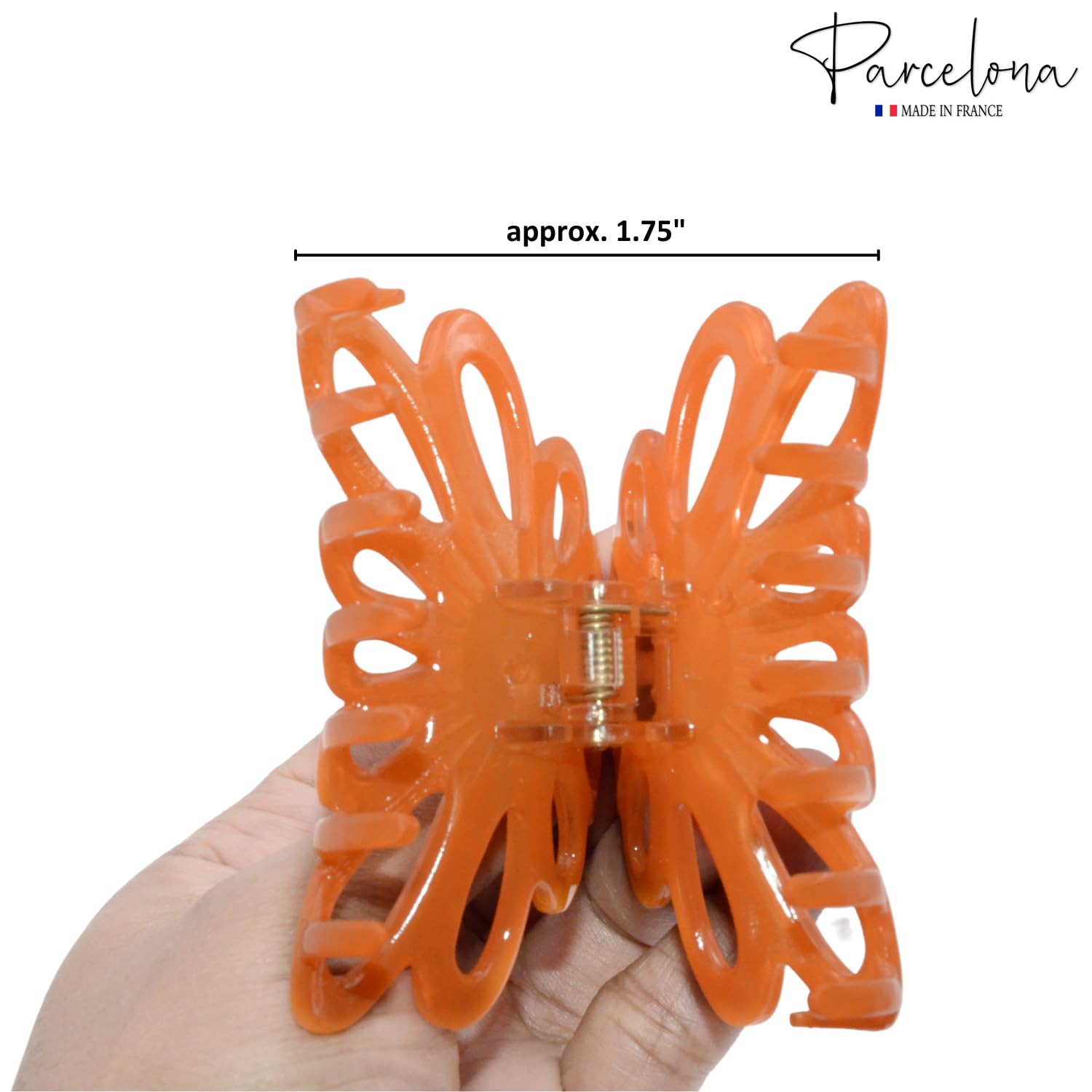 Parcelona French Plume Medium 3" Cellulose Acetate Hair Claw for Women and Girls